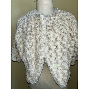 Soft Cream Beige Faux Fur Jacket Sz M Short Sleeve Cropped Designer Vine Street